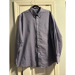 Member's Mark Stretch Oxford Shirt XL Red Blue Check Button Down Mens‎